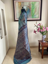 SWARALI - SHOT BLUE BALUCHARI WITH DIVINE RASLEELA AND PALACE MOTIFS