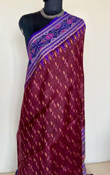 MANDAKINI- VERSATILE COFFEE BROWN AND PURPLE KHANDUA SILK SAREE