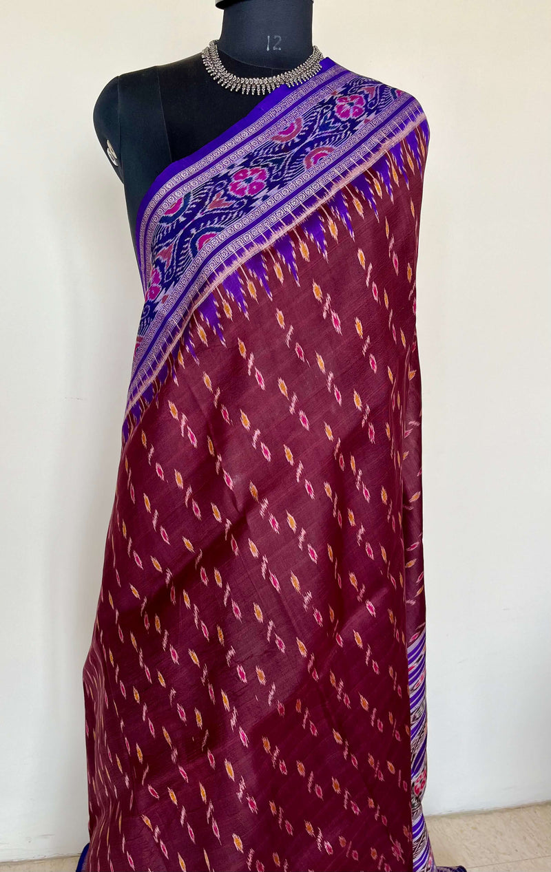 MANDAKINI- VERSATILE COFFEE BROWN AND PURPLE KHANDUA SILK SAREE