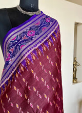 MANDAKINI- VERSATILE COFFEE BROWN AND PURPLE KHANDUA SILK SAREE