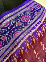 MANDAKINI- VERSATILE COFFEE BROWN AND PURPLE KHANDUA SILK SAREE