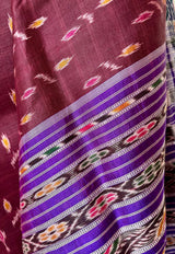 MANDAKINI- VERSATILE COFFEE BROWN AND PURPLE KHANDUA SILK SAREE