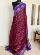 MANDAKINI- VERSATILE COFFEE BROWN AND PURPLE KHANDUA SILK SAREE