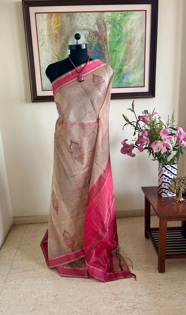 YASHI – NEVER WORN FAB INDIA CHANDERI SILK IN BEIGE GOLD