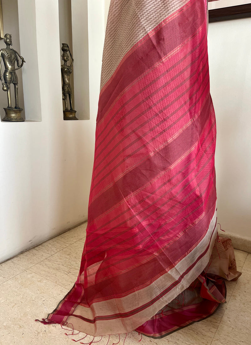 YASHI – NEVER WORN FAB INDIA CHANDERI SILK IN BEIGE GOLD