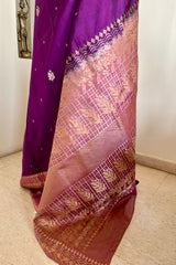 MITHI – PURPLE KANJIVARAM WITH PEACH LEAF ZARI AANCHAL