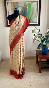 MISHMITA – CREAM PATLI KANTHA WITH ARTISTIC EMBROIDERY
