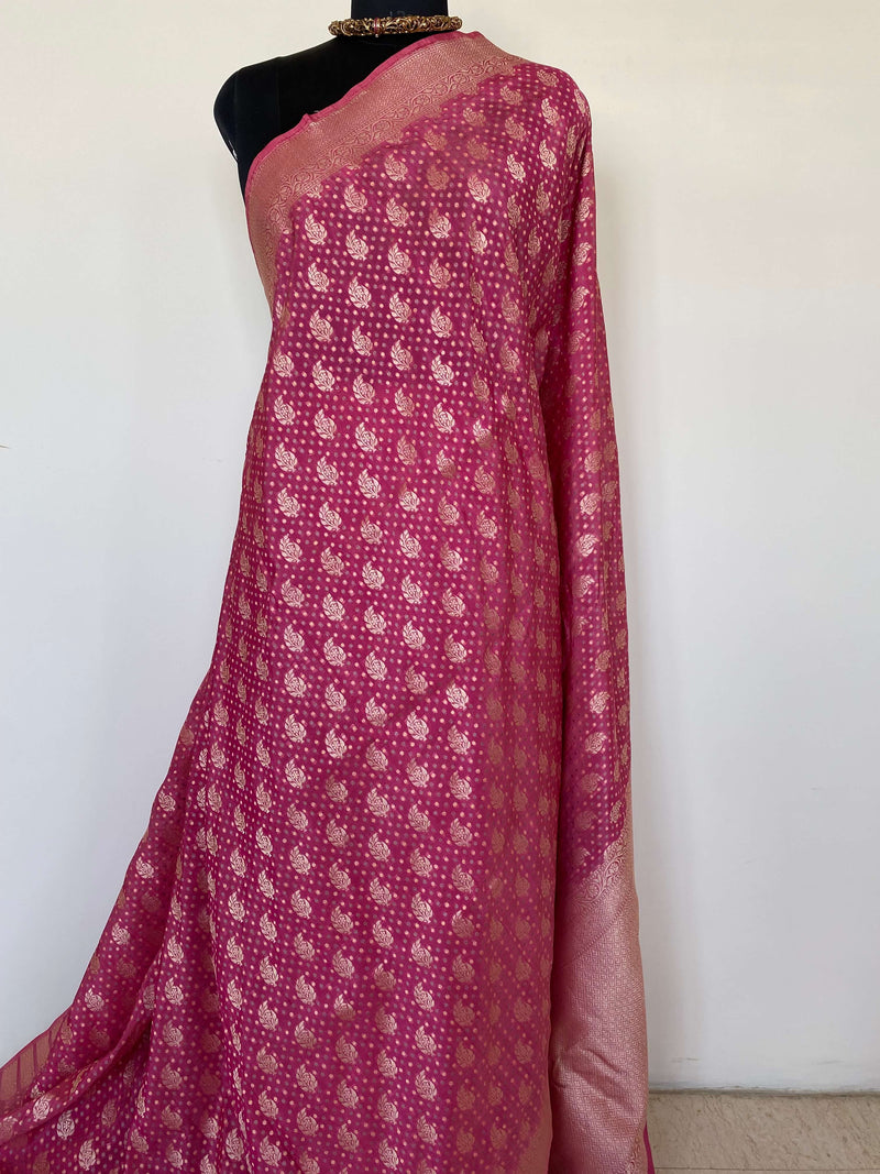 DHANVI- ELEGANT, PINK, KATAN SILK BANARASI SAREE