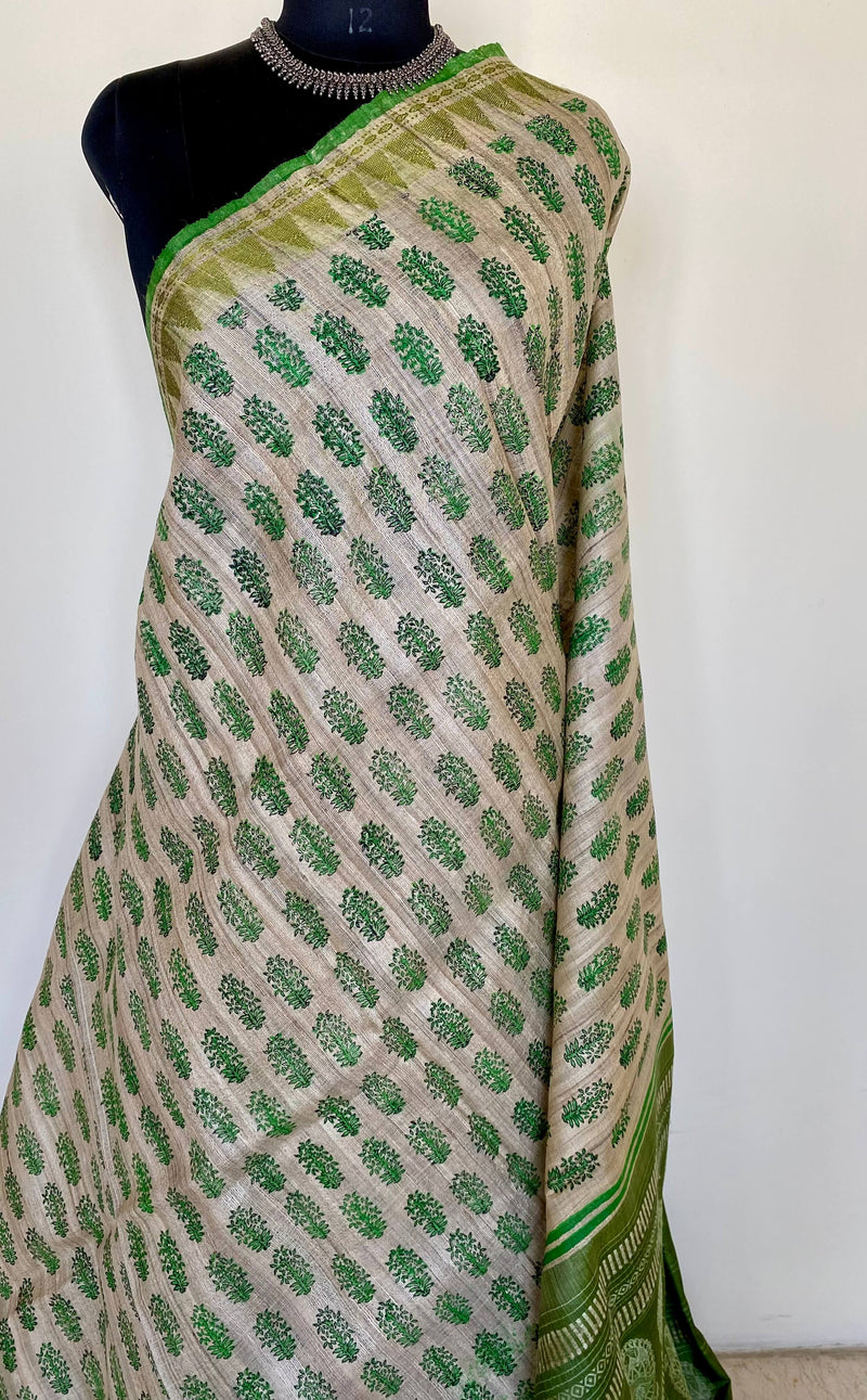 SIKATA- ELEGANT GOPALPUR GHEICHA TUSSAR SAREE WITH FLORAL MOTIFS