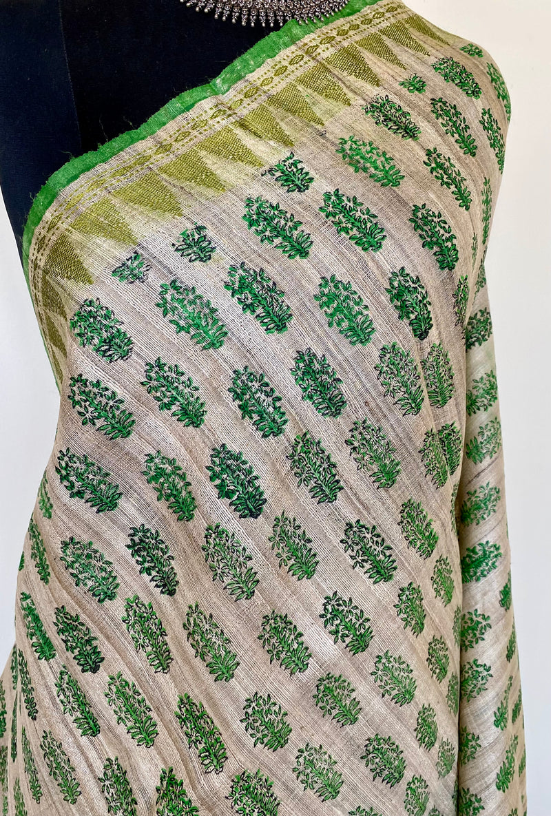 SIKATA- ELEGANT GOPALPUR GHEICHA TUSSAR SAREE WITH FLORAL MOTIFS