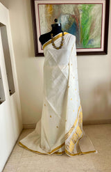 PONMOLI – NEVER WORN KASAVU WITH PEACOCK PAISLEY AANCHAL