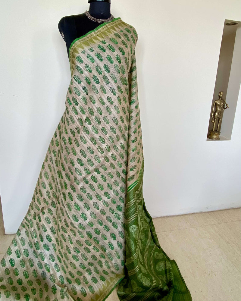 SIKATA- ELEGANT GOPALPUR GHEICHA TUSSAR SAREE WITH FLORAL MOTIFS