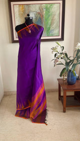 ESHITA – PURPLE KANJIVARAM WITH TEMPLE MOTIF BORDERS