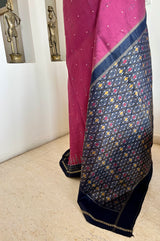 SHAURYAANI – MAROON POCHAMPALLY IKAT SAREE WITH ELEGANT ANCHAL