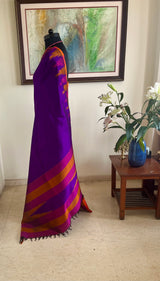 ESHITA – PURPLE KANJIVARAM WITH TEMPLE MOTIF BORDERS