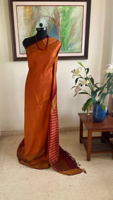 AARUNYA – RUST KANJIVARAM WITH ALL-OVER WOVEN MOTIFS