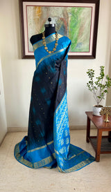 MEHIKA- NAVY BLUE KANJIVARAM WITH LIGHT BORDER AND ZARI DETAILS