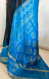 MEHIKA- NAVY BLUE KANJIVARAM WITH LIGHT BORDER AND ZARI DETAILS
