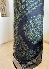 MEHULIKA- BLACK ODISHA HANDLOOM WITH DUAL BORDERS AND BANDHA ANCHAL