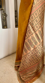 KALYASHREE – MUSTARD BOMKAI WITH RUDRAKSHA BORDER DETAILS