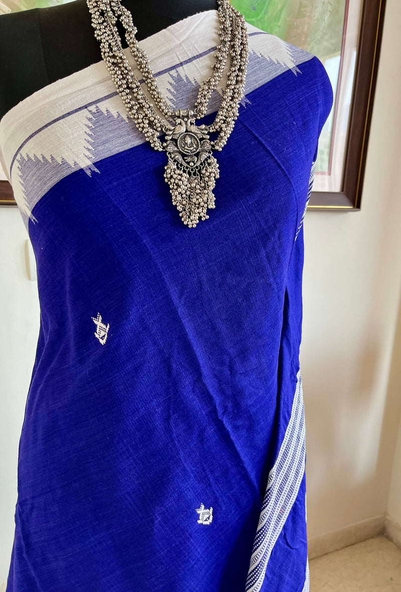 SAANI – INDIGO KOTPAD WITH FISH AND TEMPLE MOTIFS