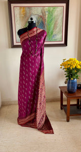 PRITIMOYEE — PLUM KHANDUA SILK WITH BEAUTIFUL BANDHA DETAILS