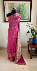 AVRITHI — PINK SWARNACHARI WITH MYTHOLOGICAL WEAVING