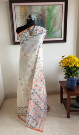 SWAJITA — CREAM JAMDANI COTTON WITH ELEGANT FESTIVE DETAILING
