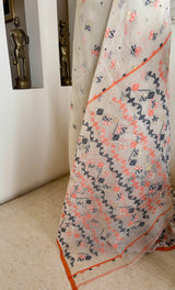 SWAJITA — CREAM JAMDANI COTTON WITH ELEGANT FESTIVE DETAILING