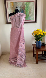 SWAPNAJA — LIGHT MAUVE JAMDANI COTTON WITH GOLDEN DETAI