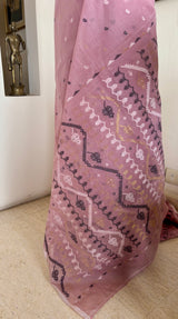 SWAPNAJA — LIGHT MAUVE JAMDANI COTTON WITH GOLDEN DETAI