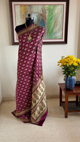 NAZIA — PLUM BANARASI SILK WITH COLOURFUL MEENAKARI FLORALS