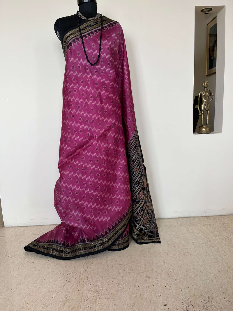 ARCHITA- UNIQUE PINK KHANDUA SILK WITH RUDRAKSHA BORDER AND BANDHA