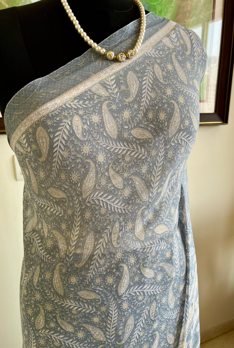 AIRA – GREY PRINTED PURE CHIFFON SAREE