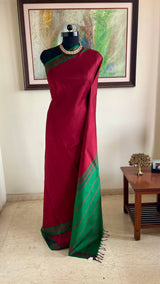 DEVASHREE – RUST MAROON KANJIVARAM WITH RUDRAKSHA BORDER