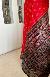 TANUPRIYA – RED KHANDUA SAREE WITH MORPANKH AND BANDHA ANCHAL