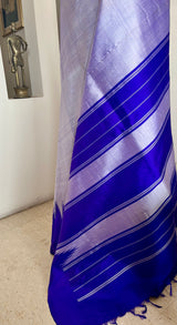 LILIKA – BLUISH SILVER KANJIVARAM WITH THAZHAMPU AANCHAL