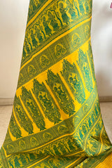 SOMASREE–YELLOW BALUCHARI SAREE WITH KRISHNA STORY WEAVES