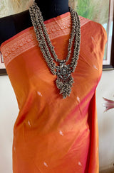 PARIZA — LIGHTWEIGHT ORANGE BANARASI SILK WITH DELICATE FLORALS