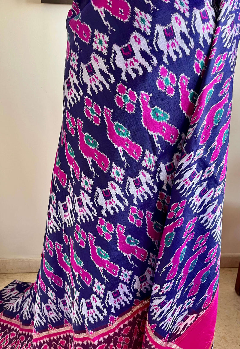 RISHANI – DEEP BLUE PATOLA WITH ELEPHANT PEACOCK MOTIFS
