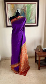 SAIRITI – REGAL PURPLE BOMKAI SILK WITH OCHRE CONTRAST