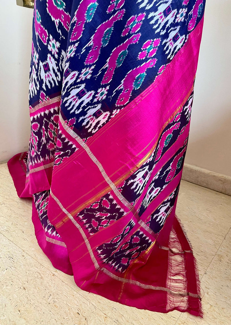 RISHANI – DEEP BLUE PATOLA WITH ELEPHANT PEACOCK MOTIFS