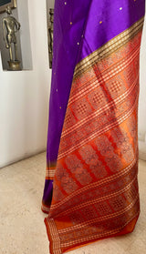 SAIRITI – REGAL PURPLE BOMKAI SILK WITH OCHRE CONTRAST