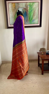 SAIRITI – REGAL PURPLE BOMKAI SILK WITH OCHRE CONTRAST
