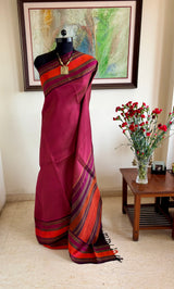 KASTURI – A CLASSIC KANJIVARAM SILK WITH STRIKING CONTRASTS AND TRADITIONAL MOTIFS