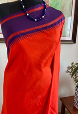 LIRANYA- CHILLI RED KORVAI KANJIVARAM WITH NAVY PURPLE PETNI AANCHAL