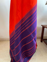 LIRANYA- CHILLI RED KORVAI KANJIVARAM WITH NAVY PURPLE PETNI AANCHAL