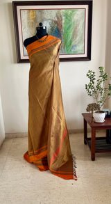 ARIYA – LIGHTWEIGHT KANJIVARAM SILK WITH SUBTLE BEIGE STRIPES