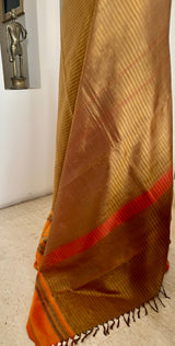 ARIYA – LIGHTWEIGHT KANJIVARAM SILK WITH SUBTLE BEIGE STRIPES