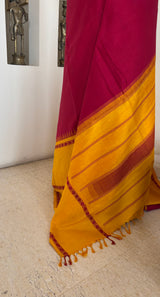 ILAVENIL – A STRIKING KANJIVARAM SILK IN CLASSIC RED AND YELLOW